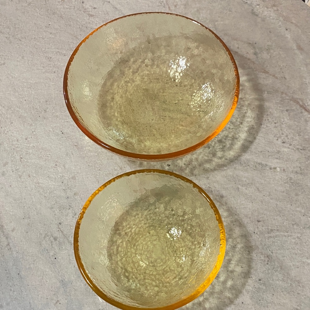 Fire and Light recycled glass work 8” and 6” bowl color Citrus